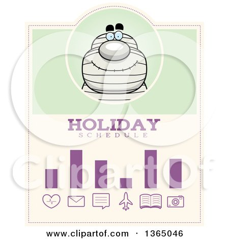 Clipart of a Halloween Mummy Holiday Schedule Design - Royalty Free Vector Illustration by Cory Thoman
