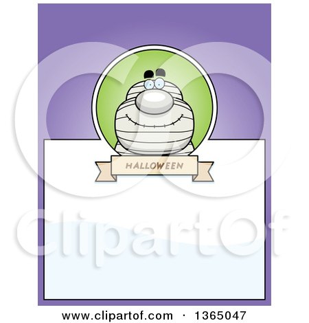 Clipart of a Halloween Mummy Page Design with Text Space on Purple - Royalty Free Vector Illustration by Cory Thoman