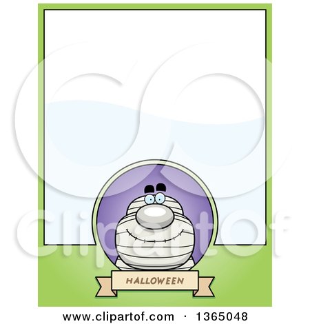 Clipart of a Halloween Mummy Page Design with Text Space on Green - Royalty Free Vector Illustration by Cory Thoman