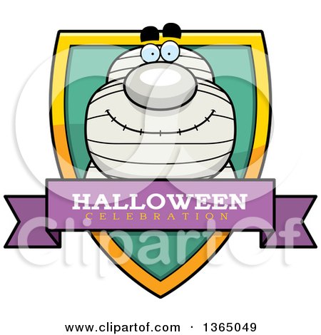 Clipart of a Halloween Mummy Halloween Celebration Shield - Royalty Free Vector Illustration by Cory Thoman
