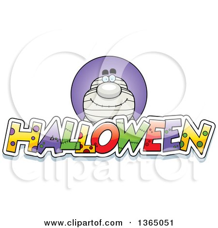 Clipart of a Mummy over Halloween Text - Royalty Free Vector Illustration by Cory Thoman
