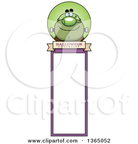 Clipart of a Halloween Frankenstein Bookmark - Royalty Free Vector Illustration by Cory Thoman
