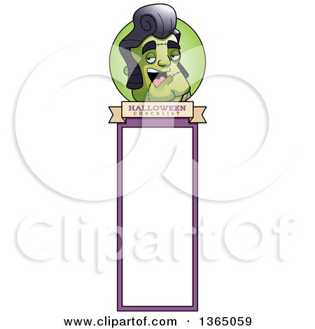 Clipart of a Halloween Frankenstine Singer Bookmark - Royalty Free Vector Illustration by Cory Thoman