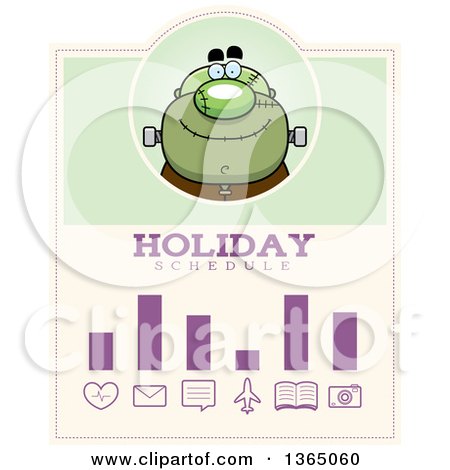Clipart of a Halloween Frankenstein Holiday Schedule Design - Royalty Free Vector Illustration by Cory Thoman