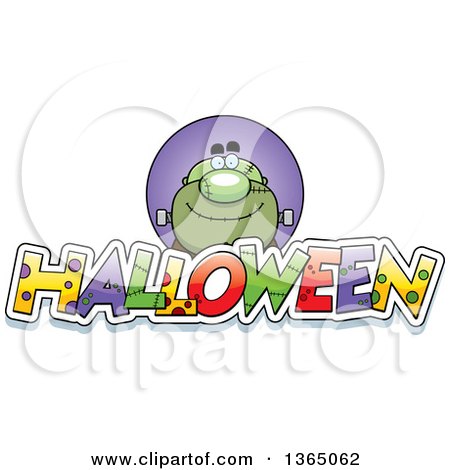 Clipart of a Frankenstein over Halloween Text - Royalty Free Vector Illustration by Cory Thoman