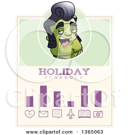 Clipart of a Halloween Frankenstein Singer Holiday Schedule Design - Royalty Free Vector Illustration by Cory Thoman