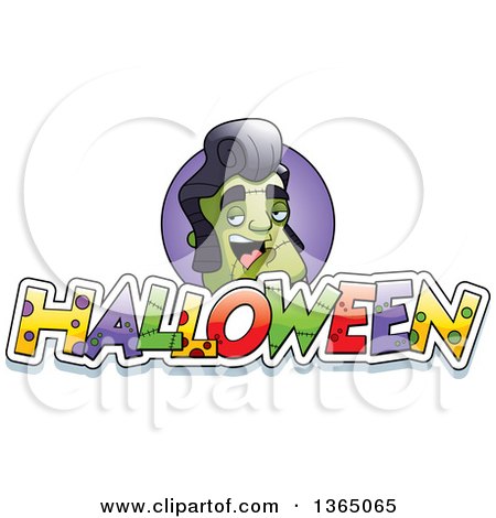 Clipart of a Frankenstein Singer over Halloween Text - Royalty Free Vector Illustration by Cory Thoman