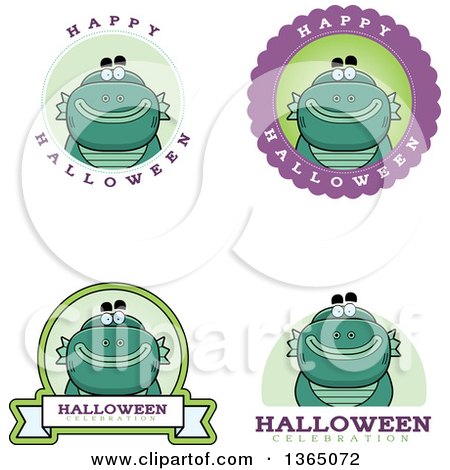 Clipart of Halloween Swamp Creature Badges - Royalty Free Vector Illustration by Cory Thoman