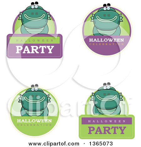 Clipart of Halloween Swamp Creature Badges - Royalty Free Vector Illustration by Cory Thoman
