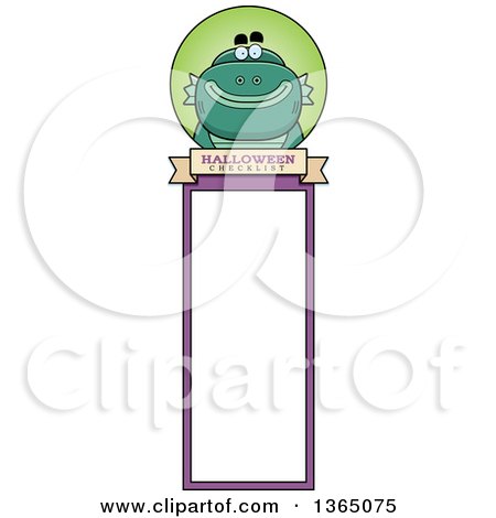Clipart of a Halloween Swamp Creature Bookmark - Royalty Free Vector Illustration by Cory Thoman