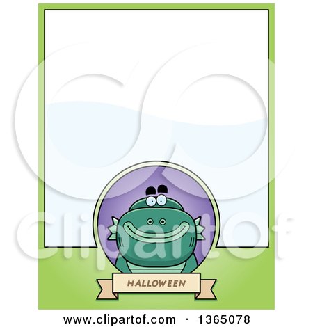 Clipart of a Halloween Swamp Creature Page Design with Text Space on Green - Royalty Free Vector Illustration by Cory Thoman