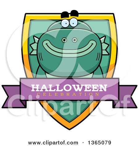 Clipart of a Halloween Swamp Creature Halloween Celebration Shield - Royalty Free Vector Illustration by Cory Thoman