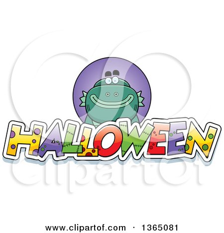 Clipart of a Swamp Creature over Halloween Text - Royalty Free Vector Illustration by Cory Thoman