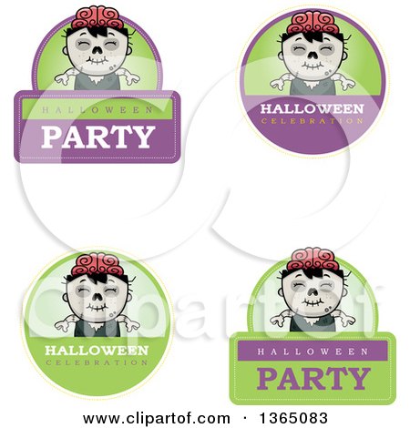 Clipart of Halloween Zombie Boy Badges - Royalty Free Vector Illustration by Cory Thoman