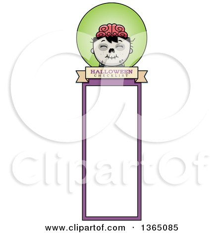 Clipart of a Halloween Zombie Boy Bookmark - Royalty Free Vector Illustration by Cory Thoman