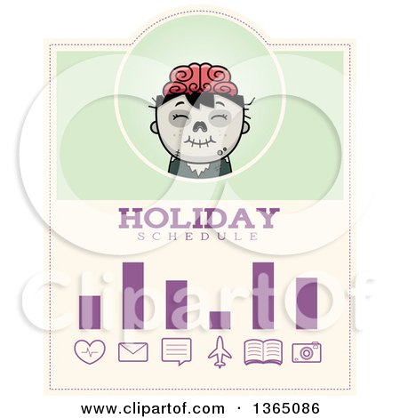 Clipart of a Halloween Zombie Boy Holiday Schedule Design - Royalty Free Vector Illustration by Cory Thoman