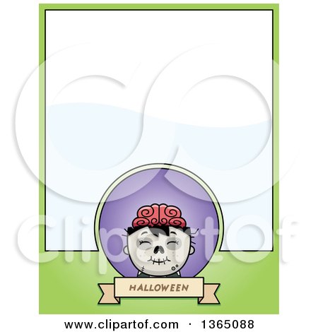 Clipart of a Halloween Zombie Boy Page Design with Text Space on Green - Royalty Free Vector Illustration by Cory Thoman