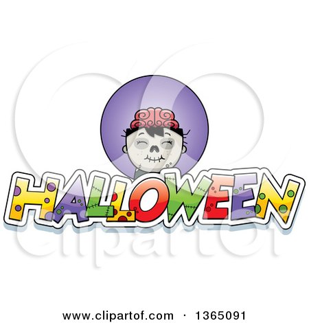 Clipart of a Zombie Boy over Halloween Text - Royalty Free Vector Illustration by Cory Thoman