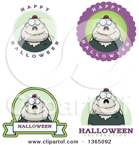 Clipart of Halloween Zombie Badges - Royalty Free Vector Illustration by Cory Thoman