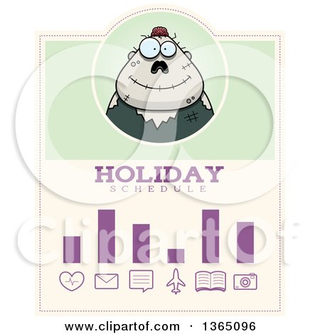 Clipart of a Halloween Zombie Holiday Schedule Design - Royalty Free Vector Illustration by Cory Thoman