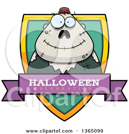 Clipart of a Halloween Zombie Halloween Celebration Shield - Royalty Free Vector Illustration by Cory Thoman