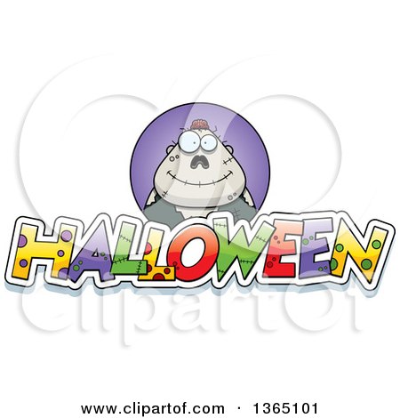 Clipart of a Zombie over Halloween Text - Royalty Free Vector Illustration by Cory Thoman
