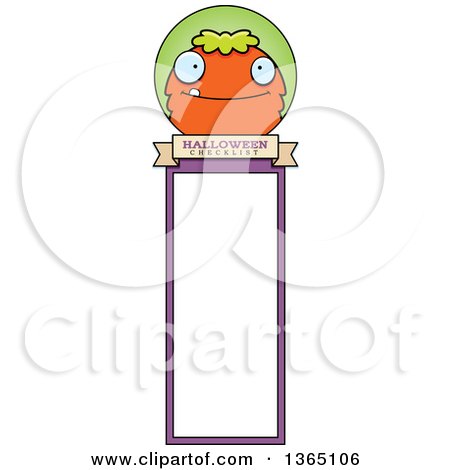Clipart of a Green and Orange Halloween Monster Bookmark - Royalty Free Vector Illustration by Cory Thoman