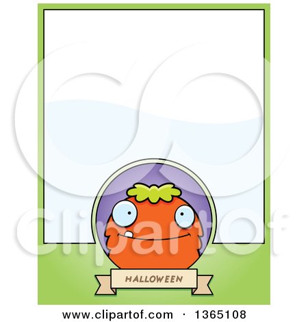 Clipart of a Green and Orange Halloween Monster Page Design with Text Space on Green - Royalty Free Vector Illustration by Cory Thoman