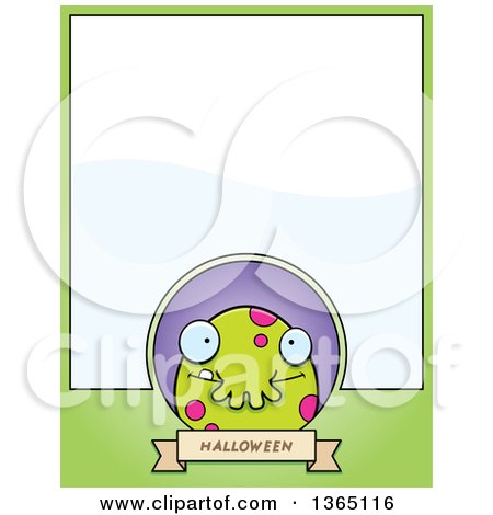 Clipart of a Green Spotted Halloween Monster Page Design with Text Space on Green - Royalty Free Vector Illustration by Cory Thoman