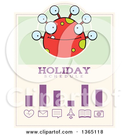 Clipart of a Red Spotted Halloween Monster Holiday Schedule Design - Royalty Free Vector Illustration by Cory Thoman