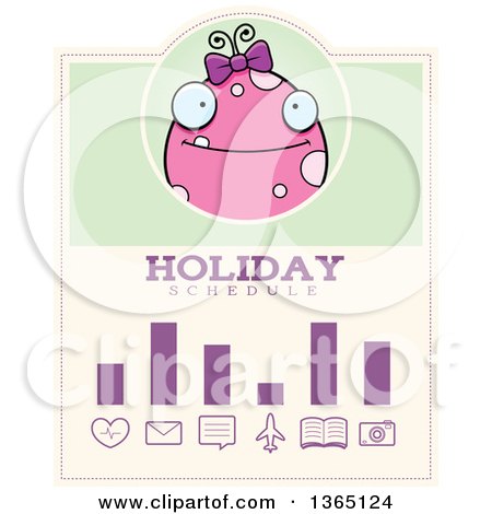 Clipart of a Pink Girly Halloween Monster Holiday Schedule Design - Royalty Free Vector Illustration by Cory Thoman