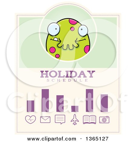 Clipart of a Green Spotted Halloween Monster Holiday Schedule Design - Royalty Free Vector Illustration by Cory Thoman