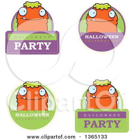Clipart of Green and Orange Halloween Monster Badges - Royalty Free Vector Illustration by Cory Thoman