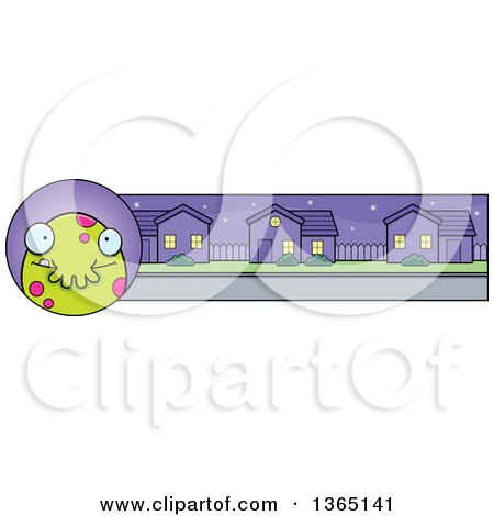 Clipart of a Green Spotted Halloween Monster Banner or Border - Royalty Free Vector Illustration by Cory Thoman