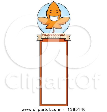 Clipart of a Fall Autumn Leaf Character Bookmark - Royalty Free Vector Illustration by Cory Thoman