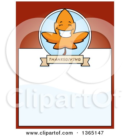 Clipart of a Fall Autumn Leaf Character Page Design with Text Space on Red - Royalty Free Vector Illustration by Cory Thoman