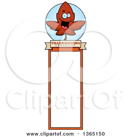 Clipart of a Red Fall Autumn Leaf Character Bookmark - Royalty Free Vector Illustration by Cory Thoman