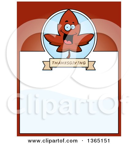 Clipart of a Red Fall Autumn Leaf Character Page Design with Text Space on Red - Royalty Free Vector Illustration by Cory Thoman