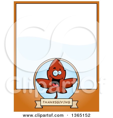 Clipart of a Red Fall Autumn Leaf Character Page Design with Text Space on Orange - Royalty Free Vector Illustration by Cory Thoman