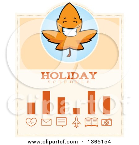 Clipart of a Fall Autumn Leaf Character Holiday Schedule Design - Royalty Free Vector Illustration by Cory Thoman