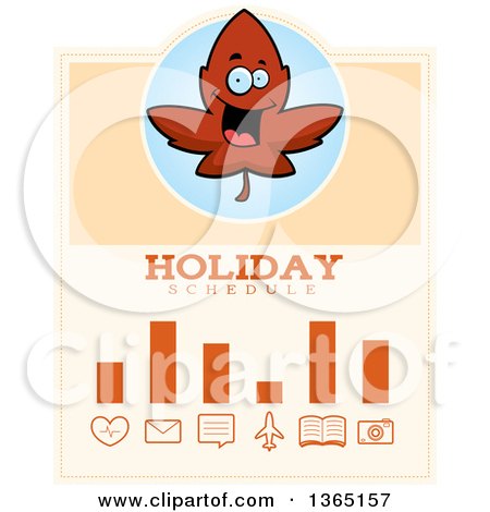 Clipart of a Red Fall Autumn Leaf Character Holiday Schedule Design - Royalty Free Vector Illustration by Cory Thoman