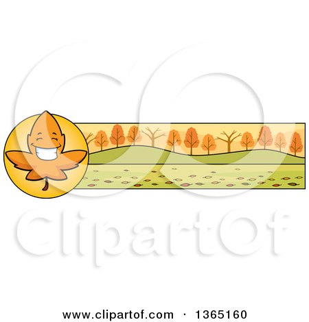 Clipart of a Fall Autumn Leaf Character Thanksgiving Banner or Border - Royalty Free Vector Illustration by Cory Thoman