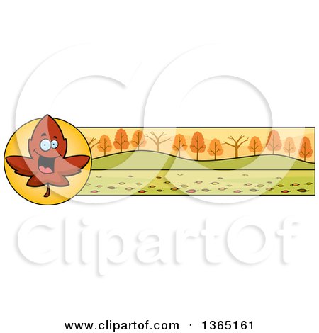 Clipart of a Red Fall Autumn Leaf Character Thanksgiving Banner or Border - Royalty Free Vector Illustration by Cory Thoman