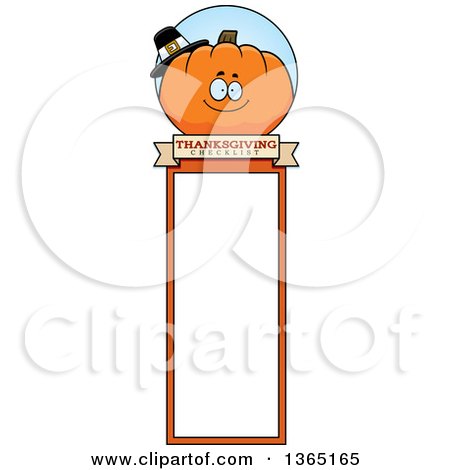 Clipart of a Thanksgiving Pumpkin Character Bookmark - Royalty Free Vector Illustration by Cory Thoman