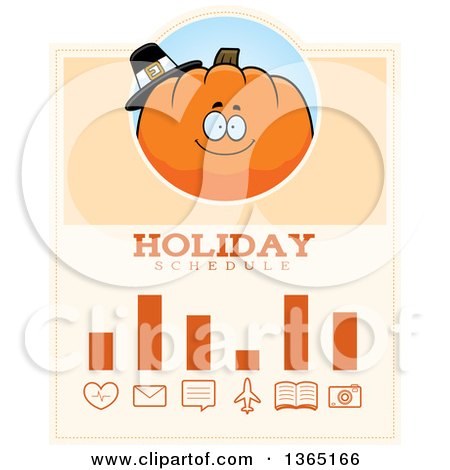 Clipart of a Thanksgiving Pumpkin Character Holiday Schedule Design - Royalty Free Vector Illustration by Cory Thoman