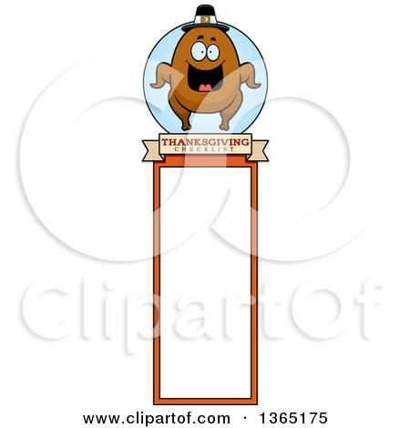 Clipart of a Roasted Thanksgiving Turkey Character Bookmark - Royalty Free Vector Illustration by Cory Thoman