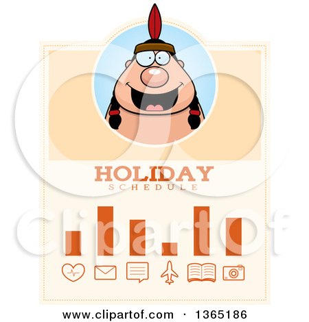 Clipart of a Thanksgiving Native American Indian Man Holiday Schedule Design - Royalty Free Vector Illustration by Cory Thoman