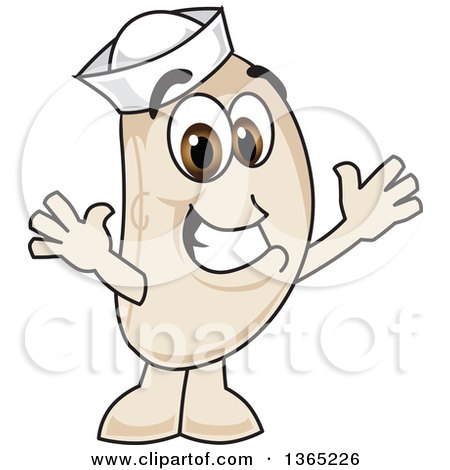 Clipart of a Navy Bean Mascot Character Welcoming - Royalty Free Vector Illustration by Mascot Junction