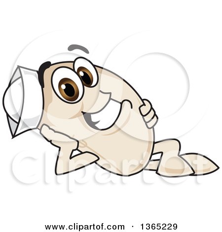 Clipart of a Navy Bean Mascot Character Resting on His Side - Royalty Free Vector Illustration by Mascot Junction