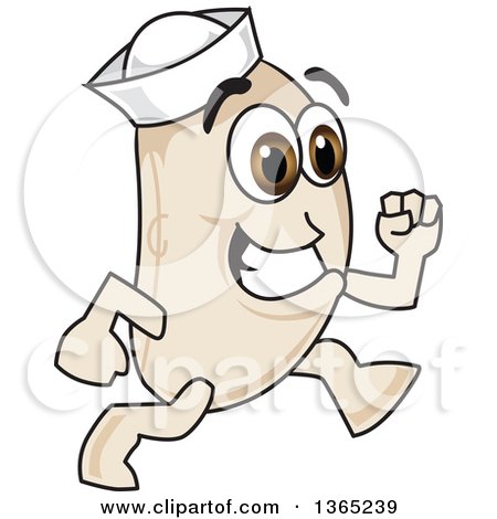 Clipart of a Navy Bean Mascot Character Running - Royalty Free Vector Illustration by Mascot Junction